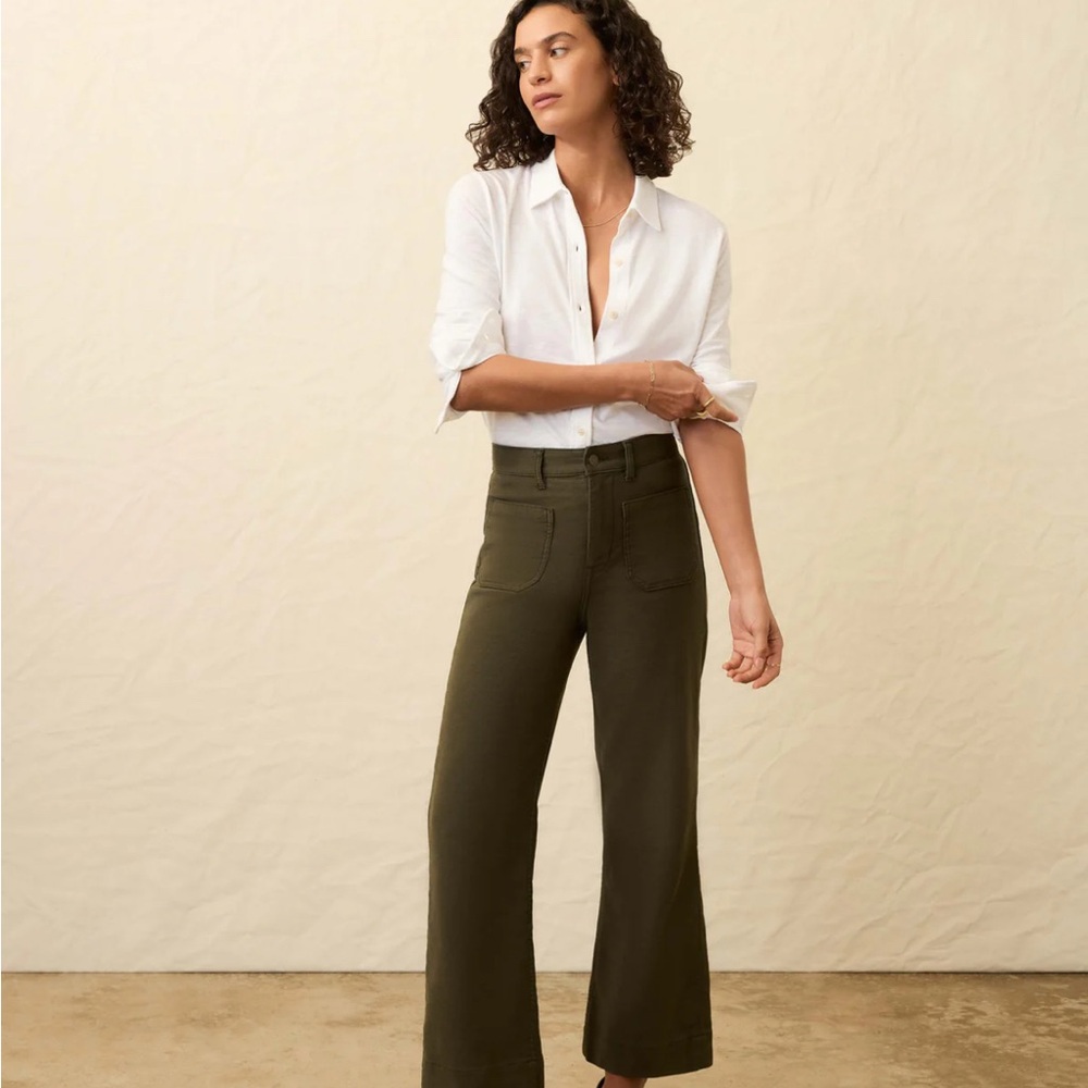 Faherty Stretch Terry Patch Pocket Ankle Pant - Forest Olive - 25